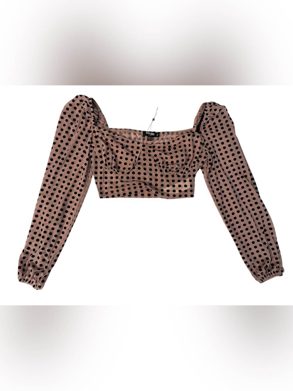 Misguided Polka Dot Puff Sleeve Crop Top   NWT size 4